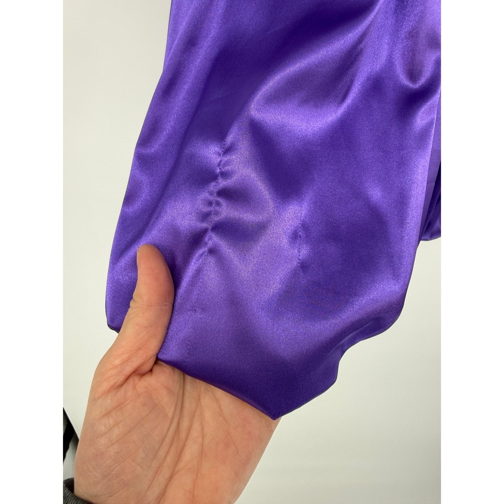 Foxy Purple Satin Babydoll Dress Bow Empire Waist Party Y2K Fairy Sz M - Picture 3 of 14